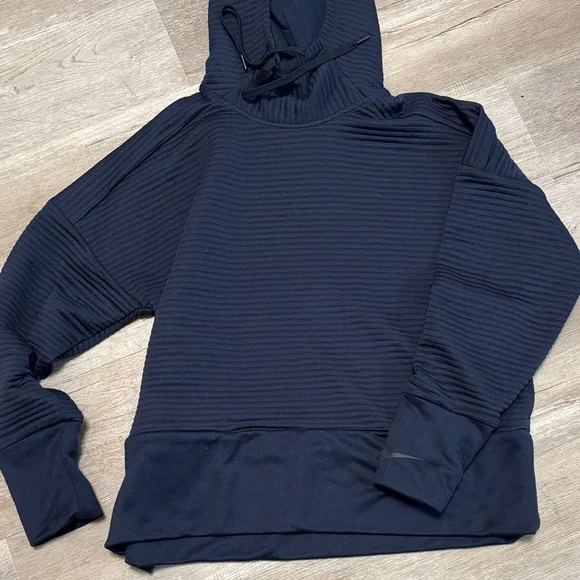 Nike Navy Ribbed Hoodie - Picture 2 of 3
